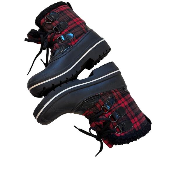Ozark Trail Black Red Plaid Fur Boot Thinsulate Size 6 Winter Waterproof Insulat - Picture 5 of 14